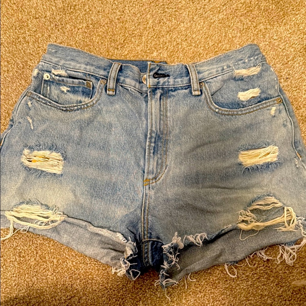 rag & bone Light Blue Distressed Jean Shorts